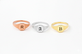 Personalized Silver Hexagon Signet Ring with Custom Initial Engraving