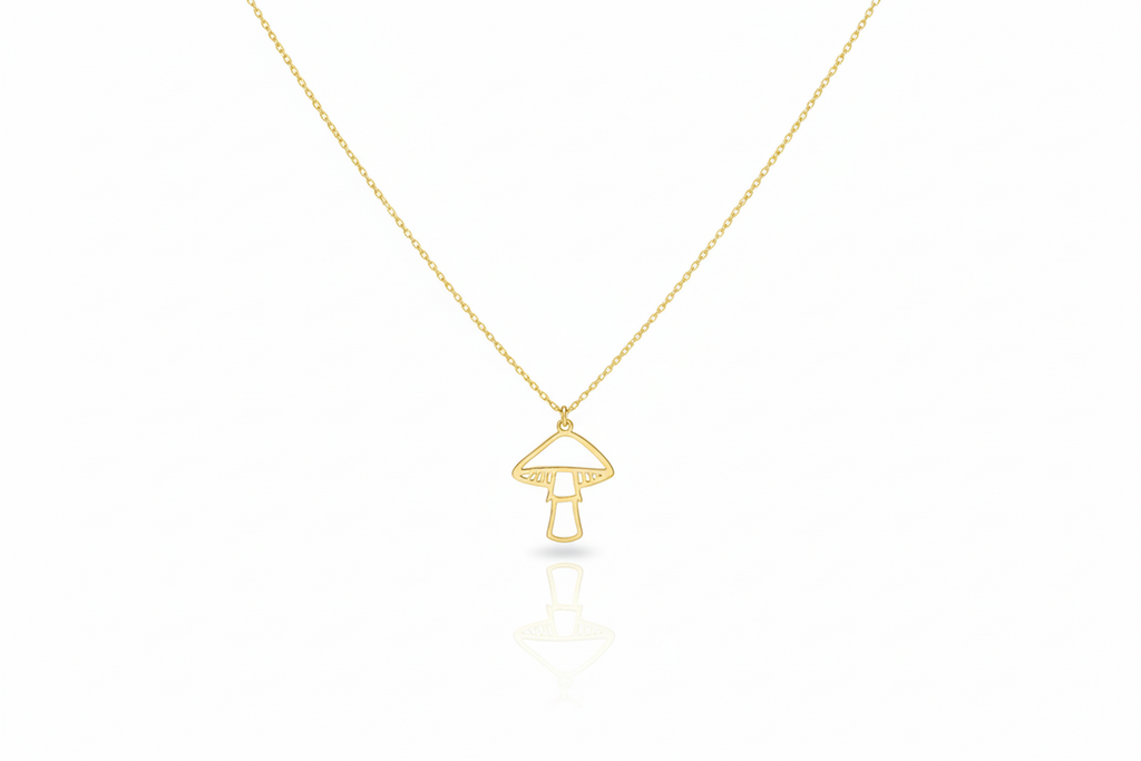 Silver Dainty Minimalist Mushroom Charm Necklace