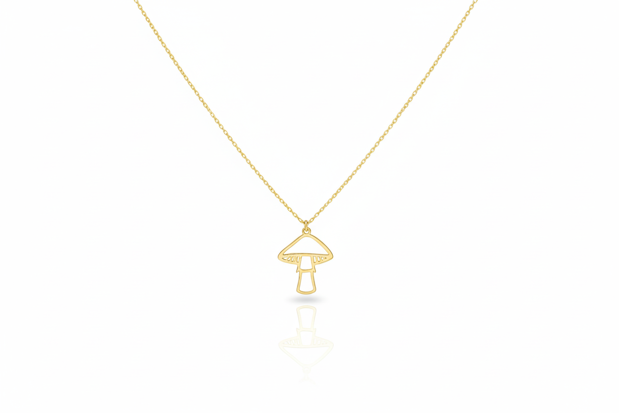 Silver Dainty Minimalist Mushroom Charm Necklace