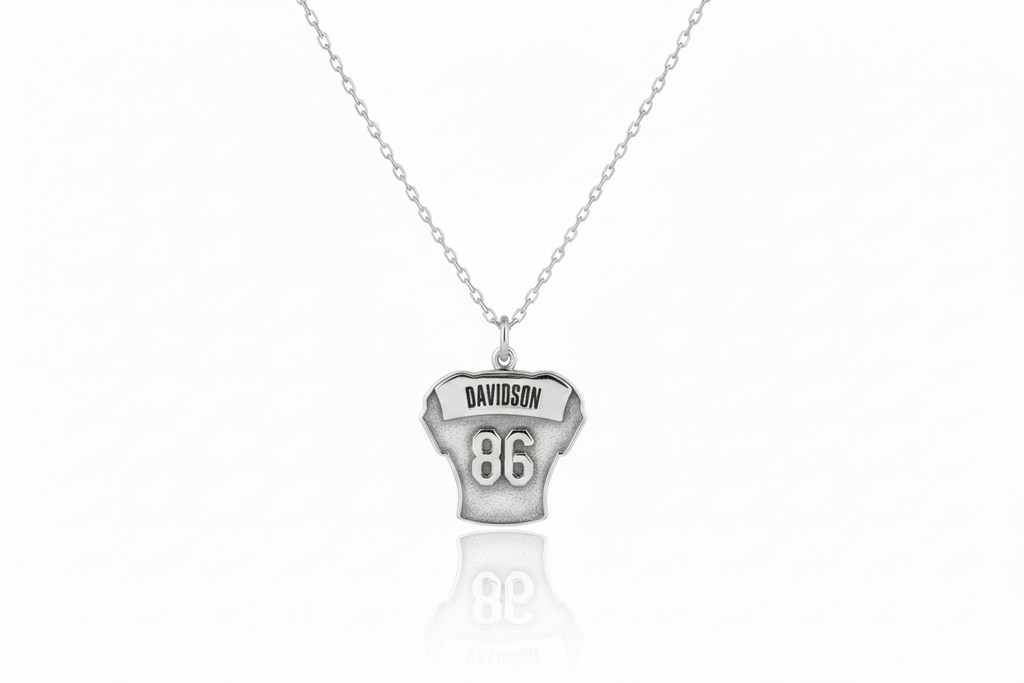 Personalized Sterling Silver Football Jersey Necklace
