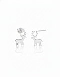 Deerly Loved Sterling Silver Stud Earrings – Festive Reindeer Charm