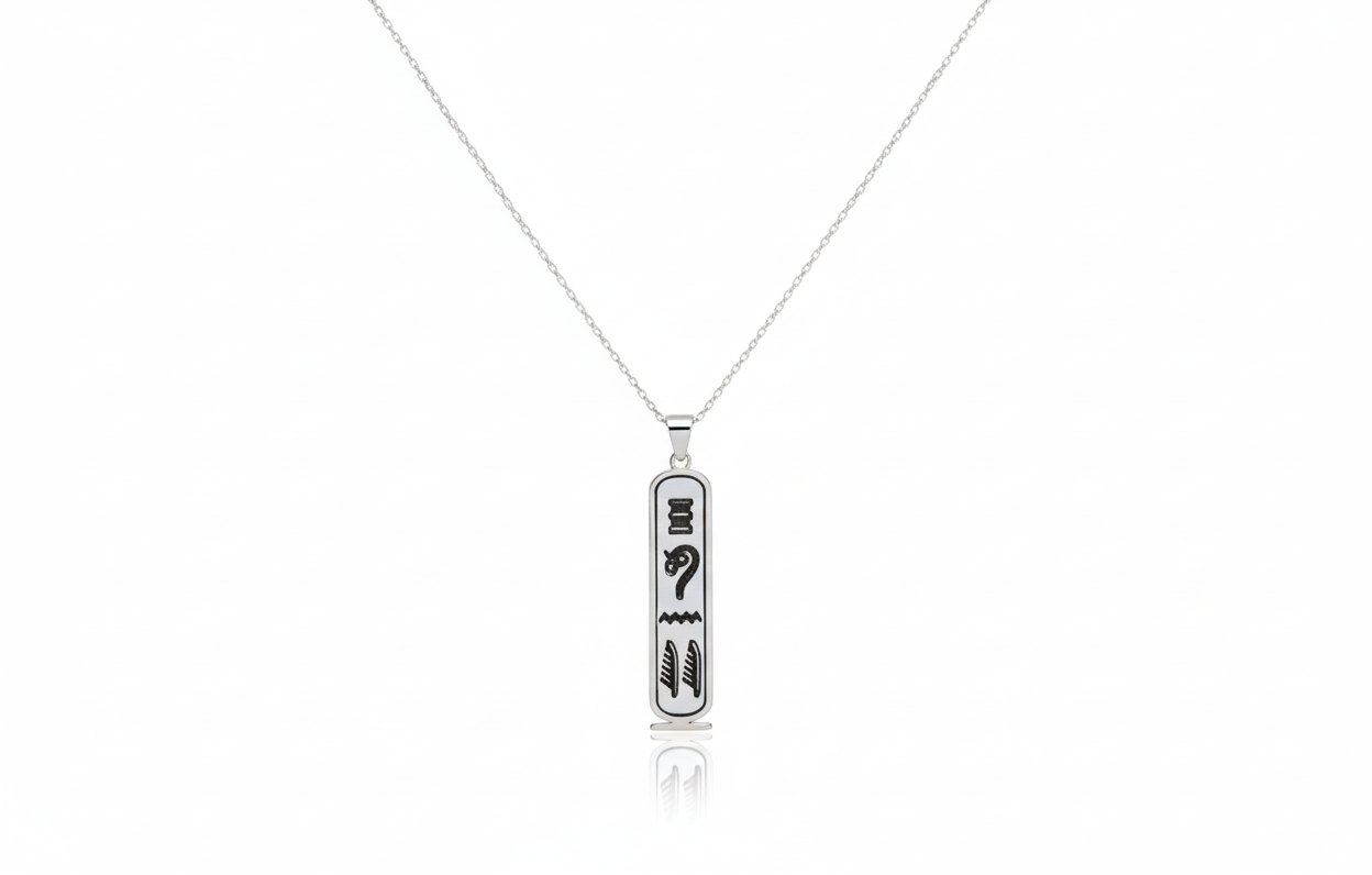 Personalized Egyptian Cartouche Necklace - Custom Hieroglyph Jewelry