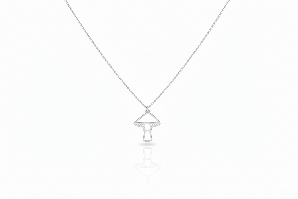 Silver Dainty Minimalist Mushroom Charm Necklace