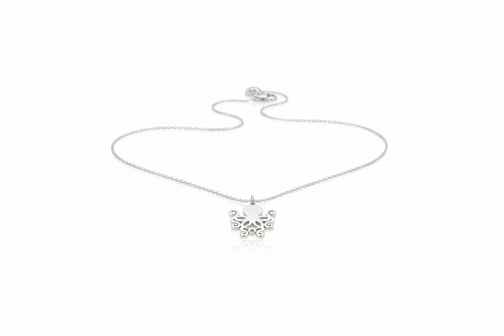 Sterling Silver Octopus Necklace - Unique Marine Jewelry