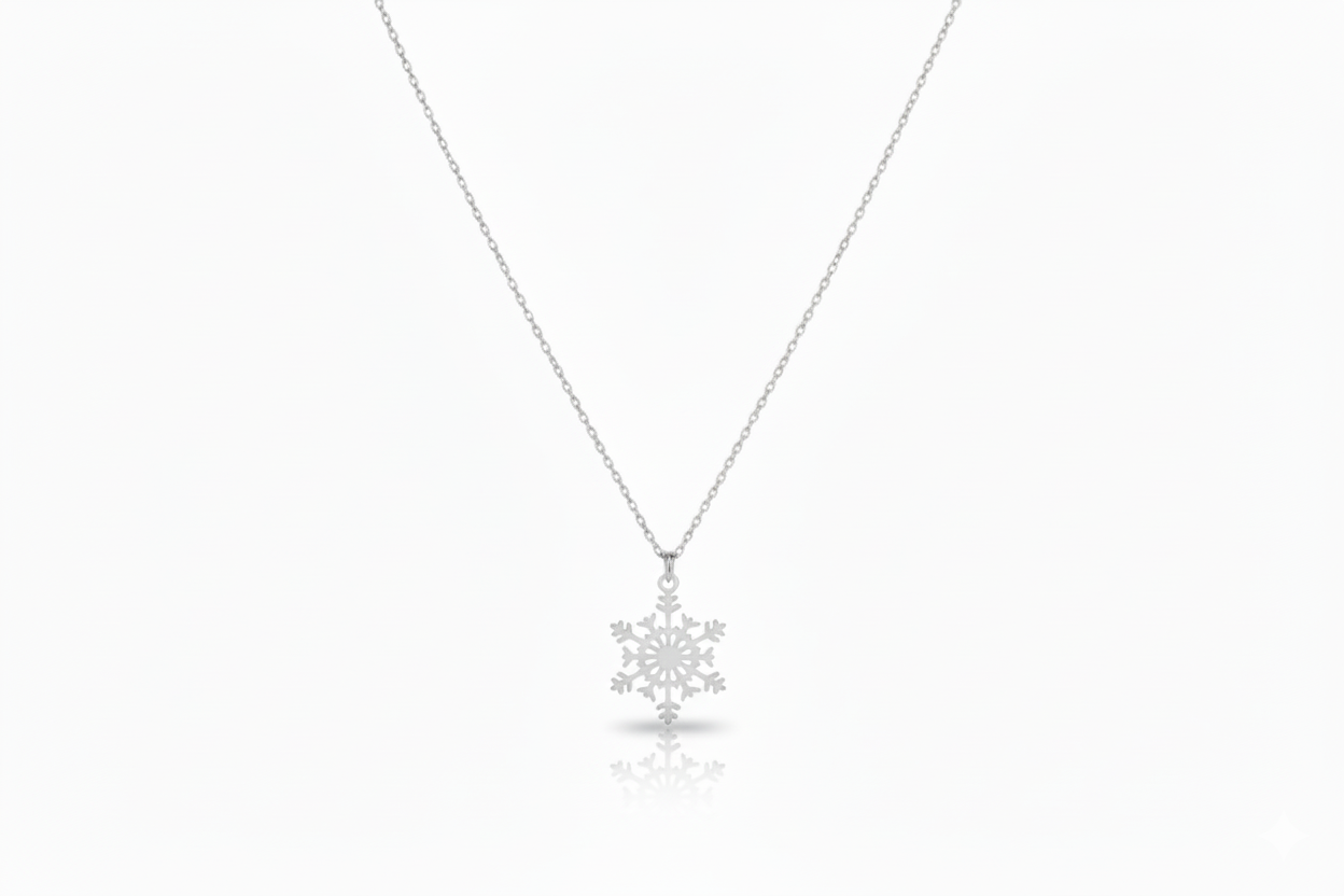 Snowflake Elegance Necklace - Sterling Silver Winter Charm