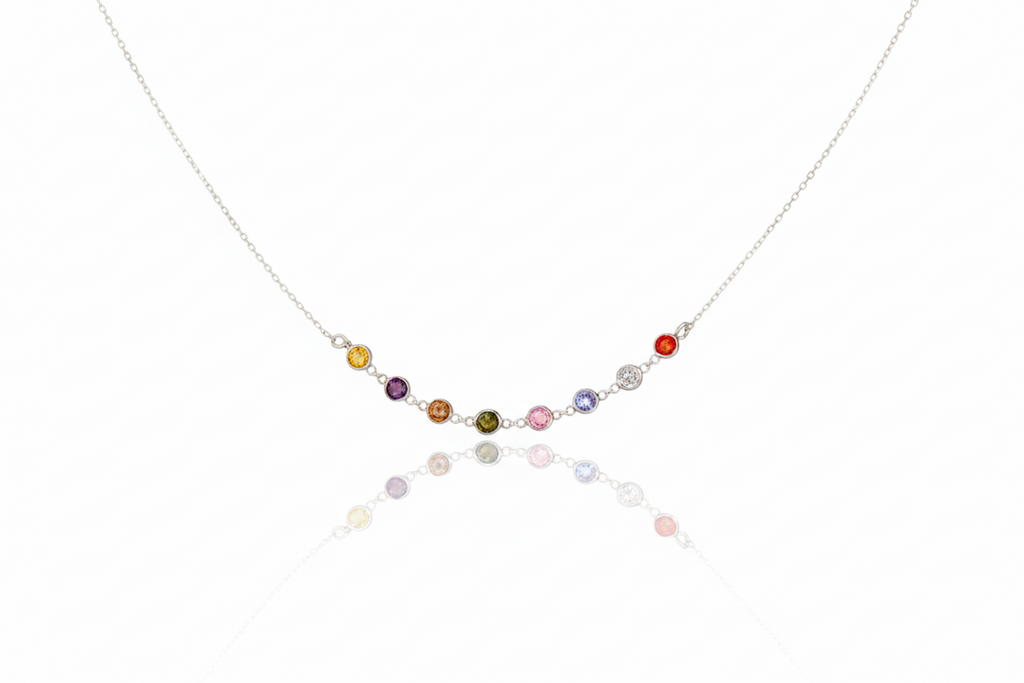 Rainbow Gemstone Choker by SilverGoldandRose