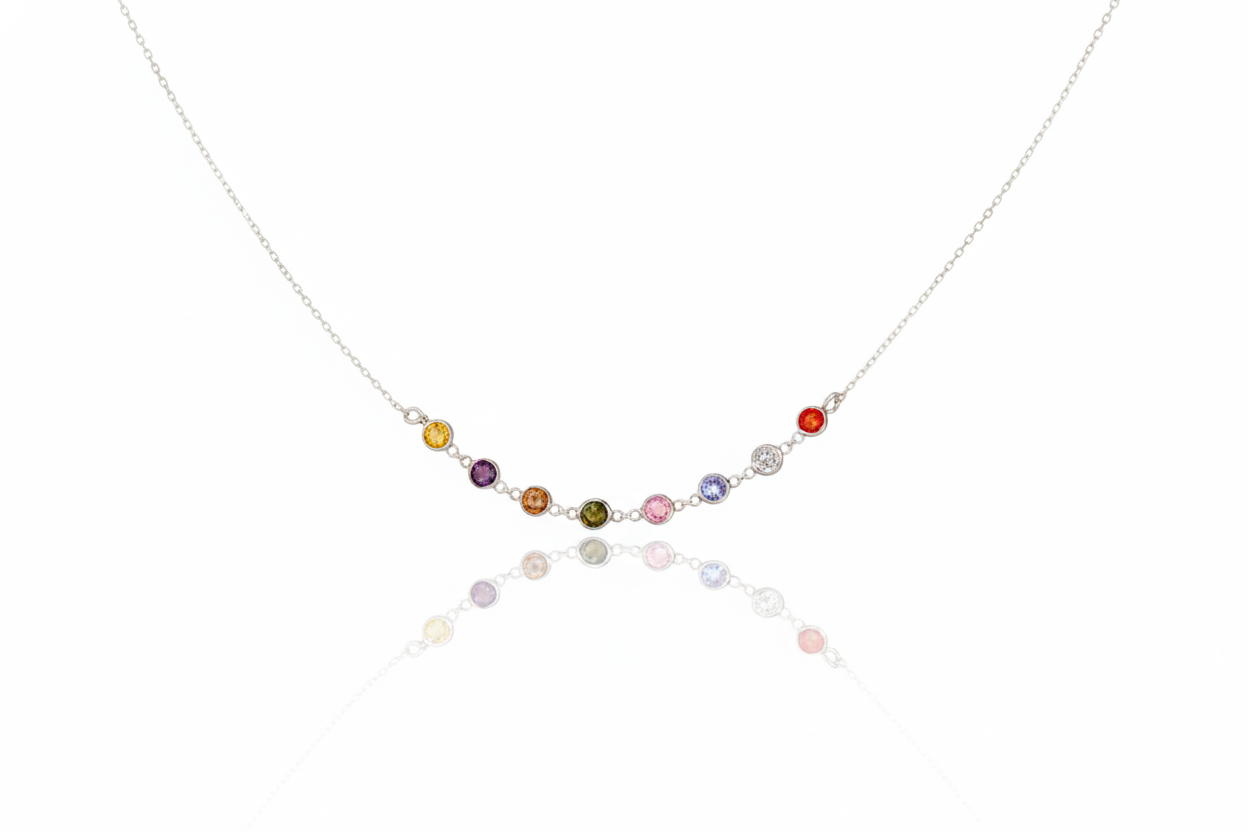Rainbow Gemstone Choker by SilverGoldandRose