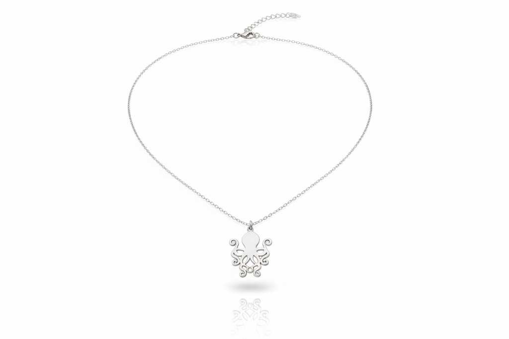 Sterling Silver Octopus Necklace - Unique Marine Jewelry