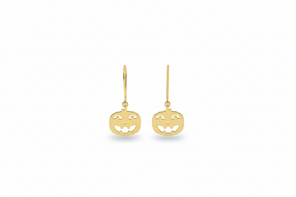 Silver Pumpkin Dangle Earrings - Whimsical Charms for Spooky Style