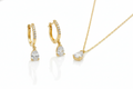 Diamond Dangle Earrings & Necklace Set - Sterling Silver Bridal Jewelry