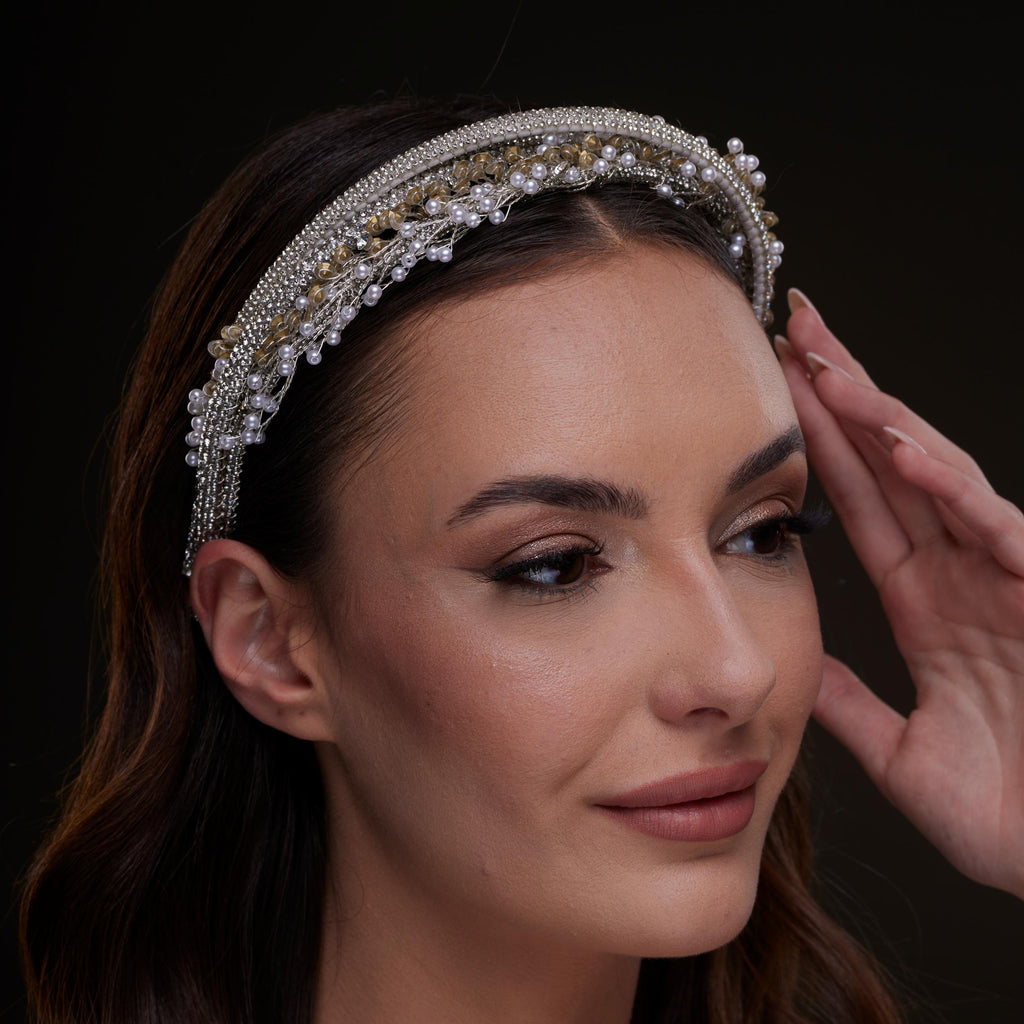 Gold and Silver Beaded Hair Band