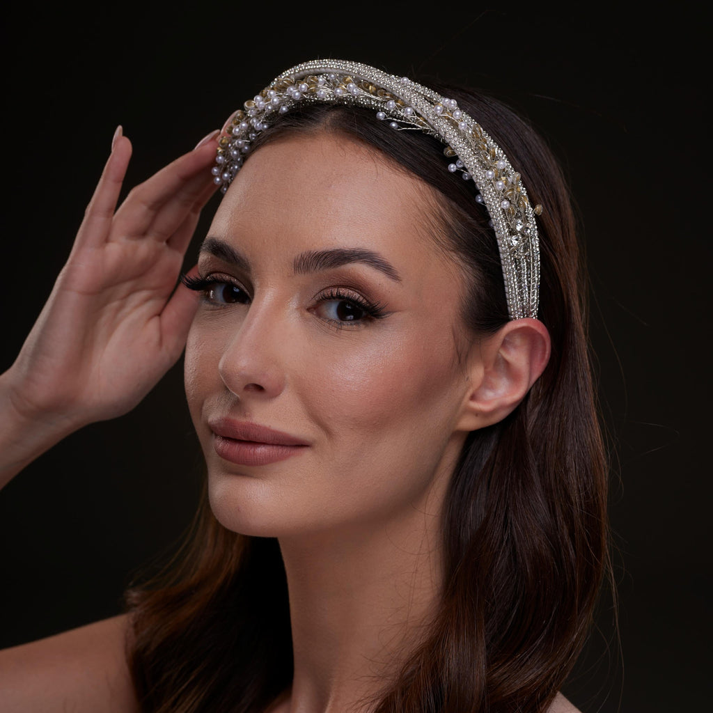 Gold and Silver Beaded Hair Band