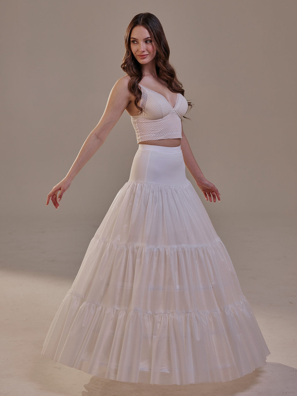 Hoop Petticoat Skirt with Two Layers and Corsage , Crinoline Petticoat with Concealed Hoops , Bridal Slip for Volume & Elegance