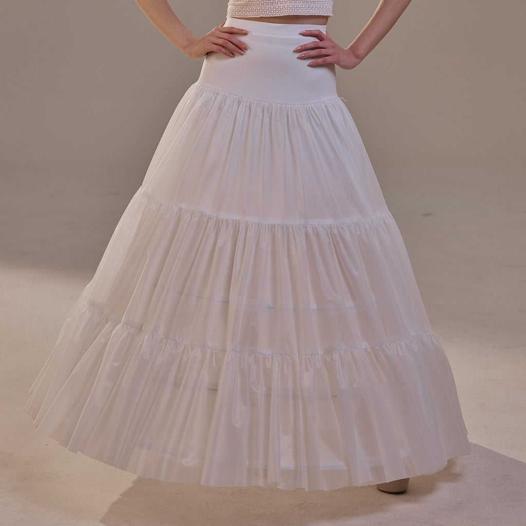 Hoop Petticoat Skirt with Two Layers and Corsage , Crinoline Petticoat with Concealed Hoops , Bridal Slip for Volume & Elegance