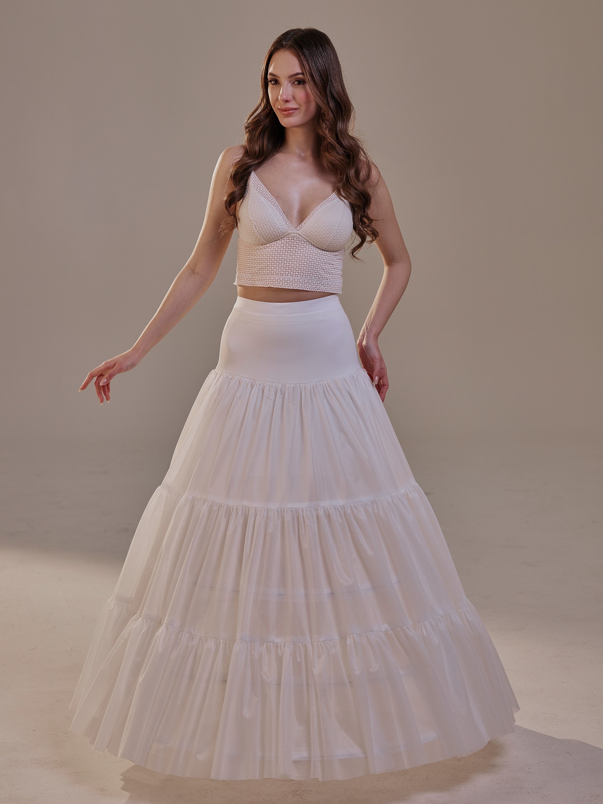 Hoop Petticoat Skirt with Two Layers and Corsage , Crinoline Petticoat with Concealed Hoops , Bridal Slip for Volume & Elegance