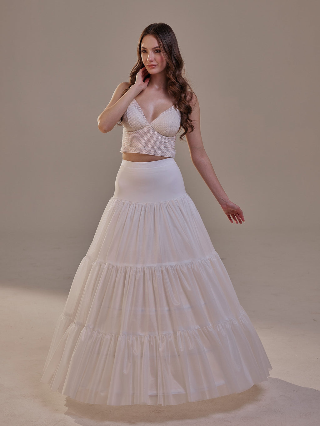 Hoop Petticoat Skirt with Two Layers and Corsage , Crinoline Petticoat with Concealed Hoops , Bridal Slip for Volume & Elegance