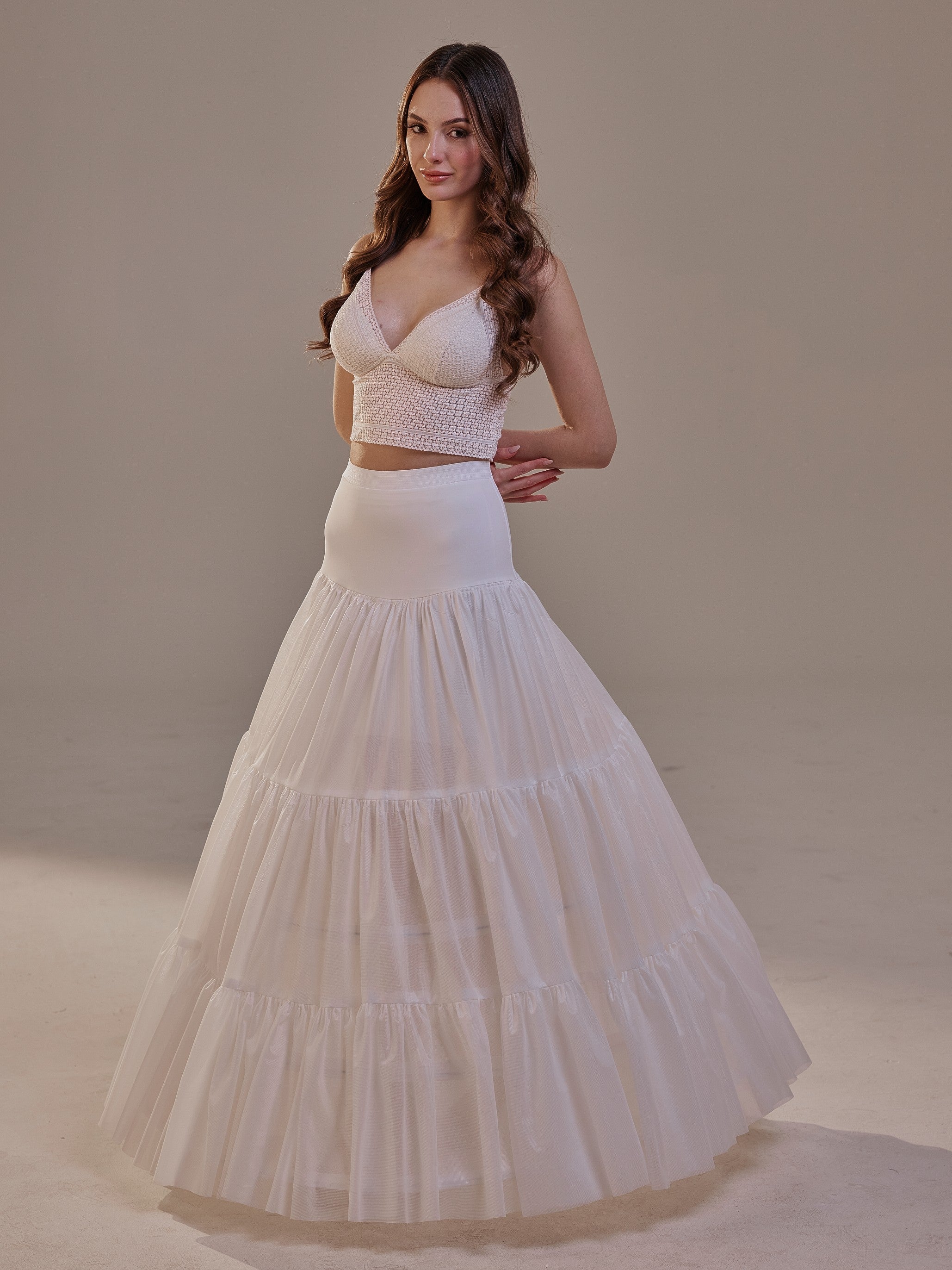 Hoop Petticoat Skirt with Two Layers and Corsage , Crinoline Petticoat with Concealed Hoops , Bridal Slip for Volume & Elegance