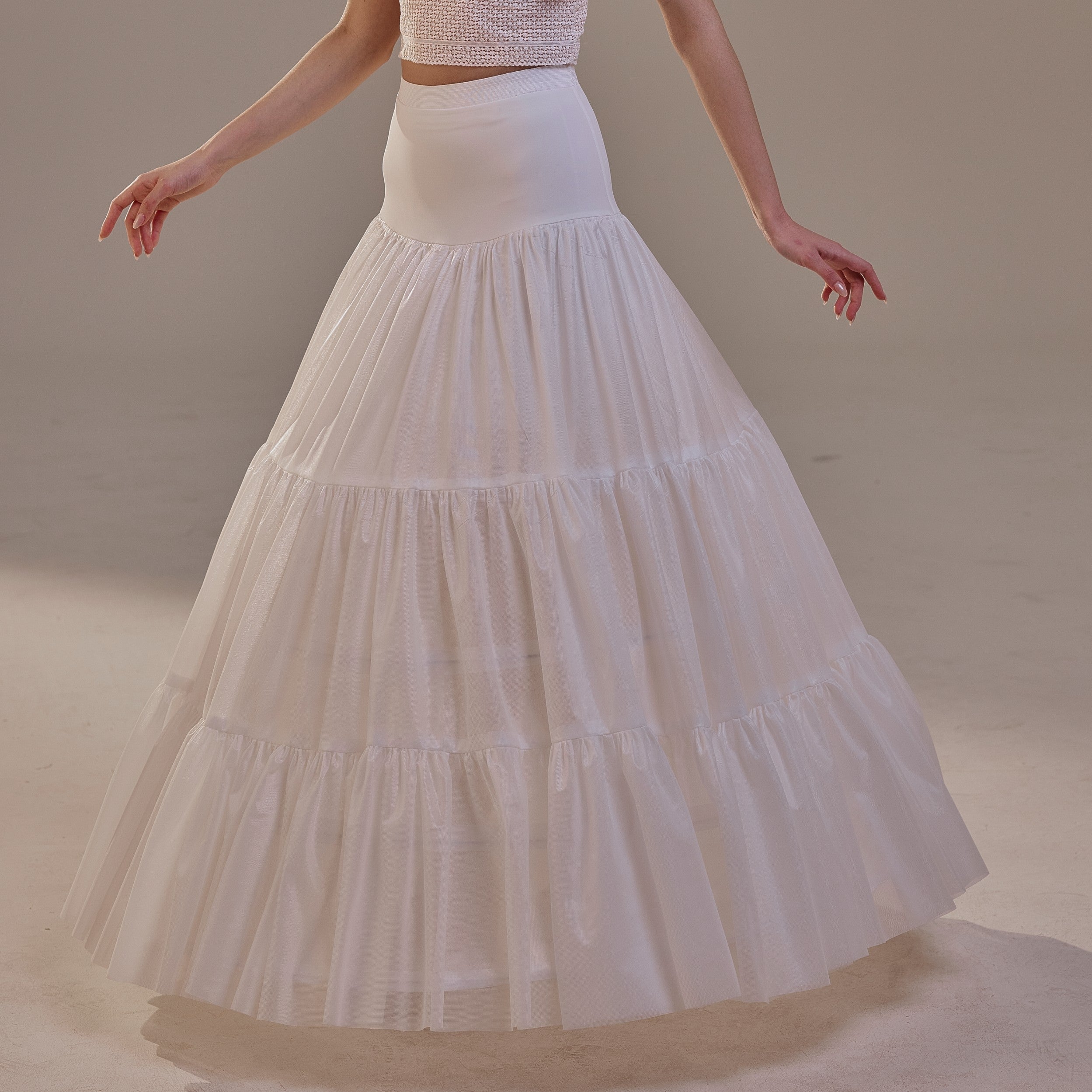 Hoop Petticoat Skirt with Two Layers and Corsage , Crinoline Petticoat with Concealed Hoops , Bridal Slip for Volume & Elegance