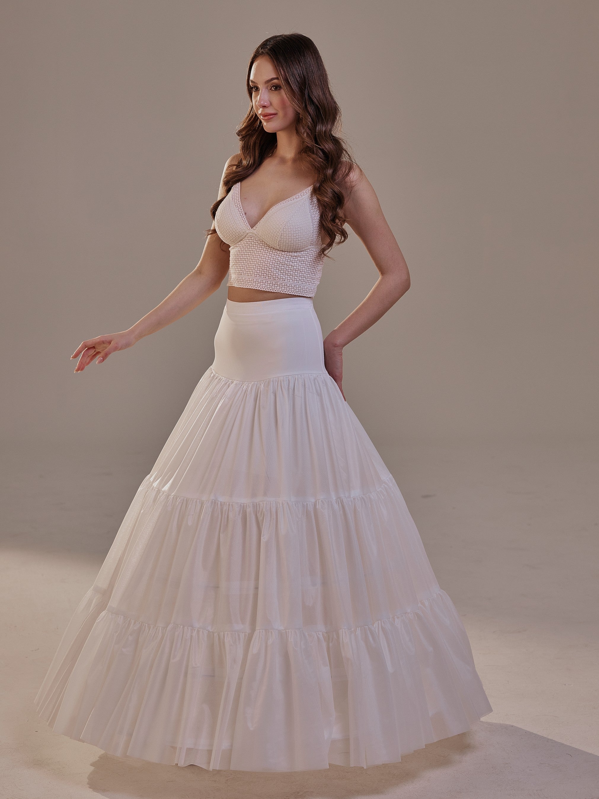 Hoop Petticoat Skirt with Two Layers and Corsage , Crinoline Petticoat with Concealed Hoops , Bridal Slip for Volume & Elegance