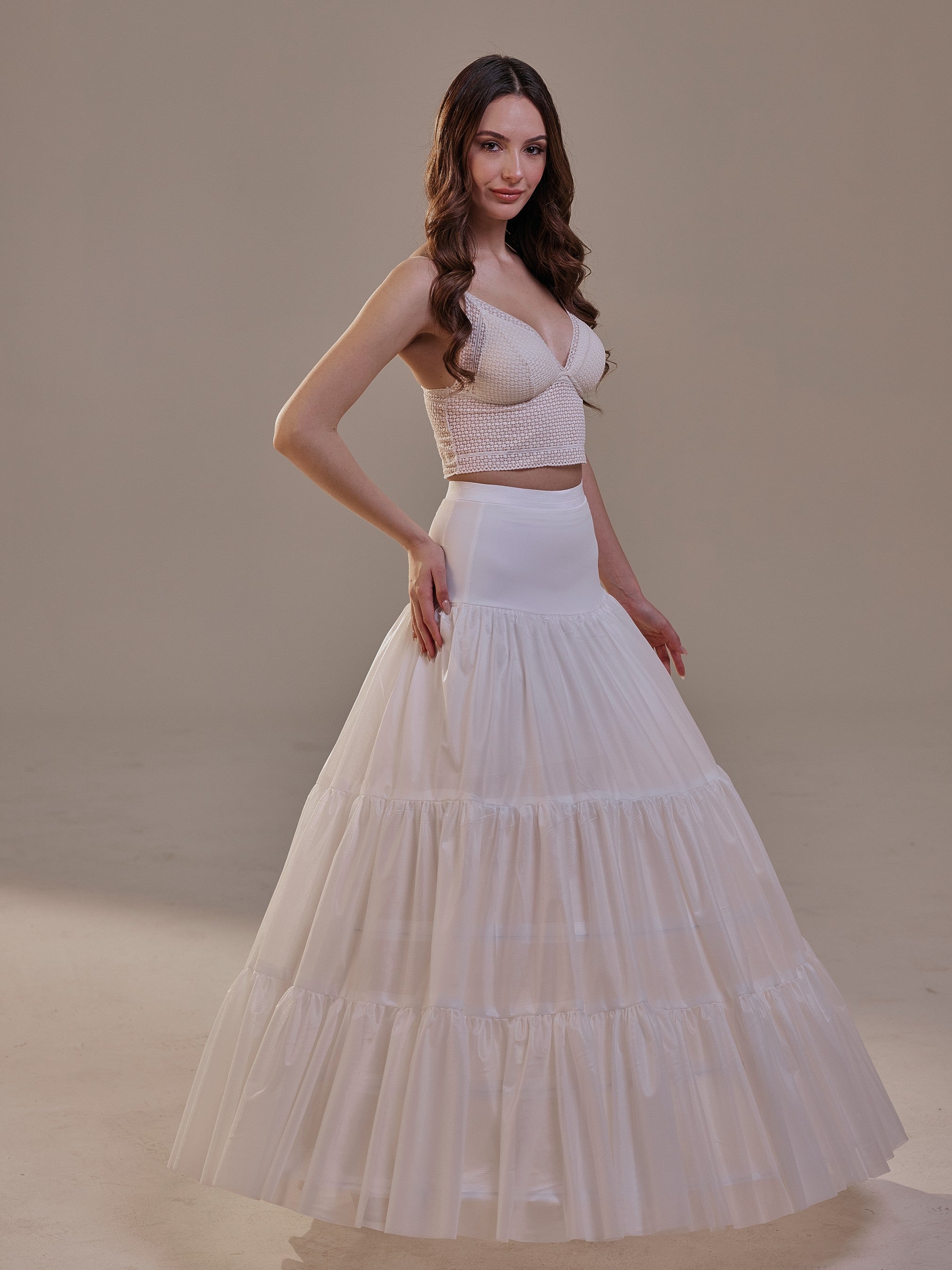 Hoop Petticoat Skirt with Two Layers and Corsage , Crinoline Petticoat with Concealed Hoops , Bridal Slip for Volume & Elegance