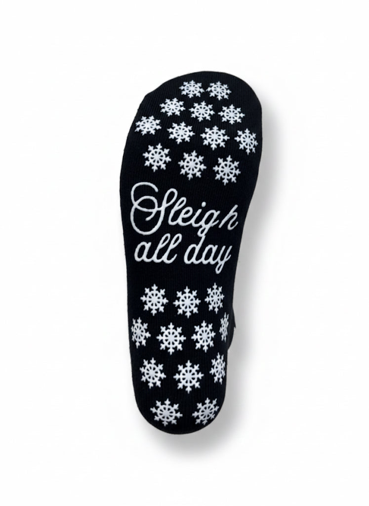 🖤 SLEIGH ALL DAY – Black Holiday Grip Socks