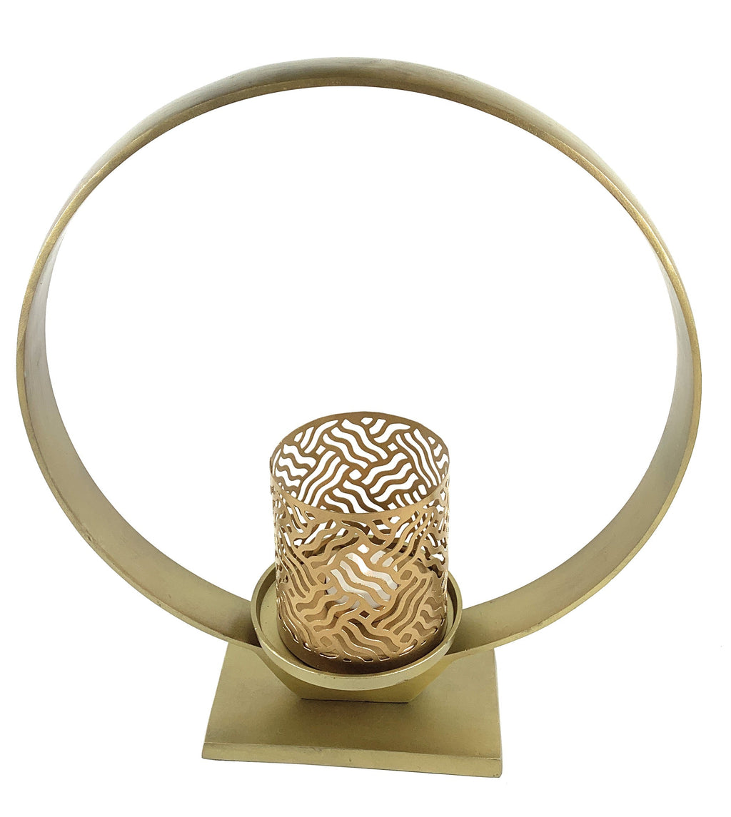 Vibhsa Golden Ring Candle Holder (15"H)
