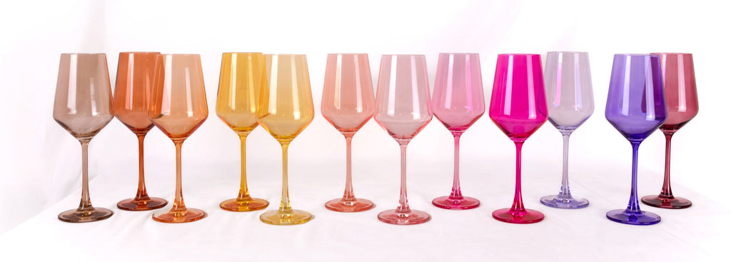 Almost Everything Collection - Set of 12 Colored Wine Glasses