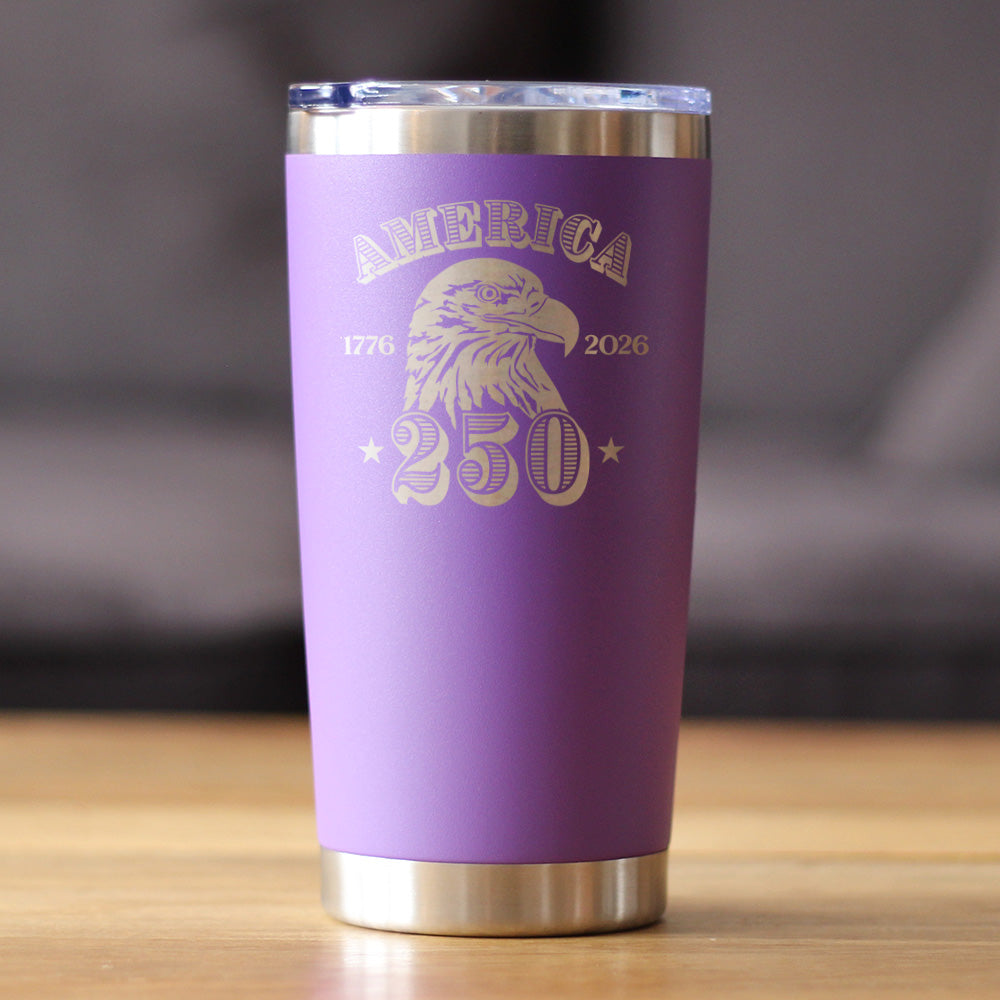 America 250th Anniversary Insulated Coffee Tumbler with Sliding Lid America 250 Merchandise Etched in USA 20oz Stainless Steel Tumbler