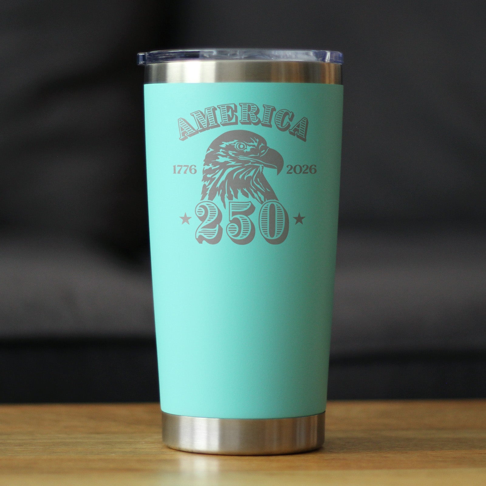 America 250th Anniversary Insulated Coffee Tumbler with Sliding Lid America 250 Merchandise Etched in USA 20oz Stainless Steel Tumbler