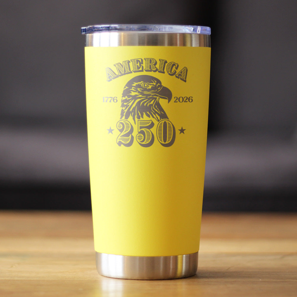 America 250th Anniversary Insulated Coffee Tumbler with Sliding Lid America 250 Merchandise Etched in USA 20oz Stainless Steel Tumbler