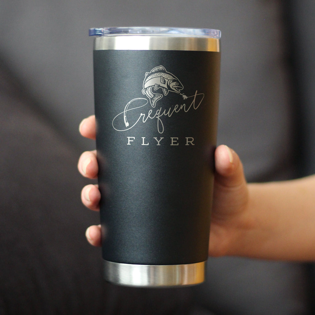 Frequent Flyer Insulated Coffee Tumbler with Sliding Lid Fly Fishing Accessories and Gifts 20oz Stainless Steel Tumbler