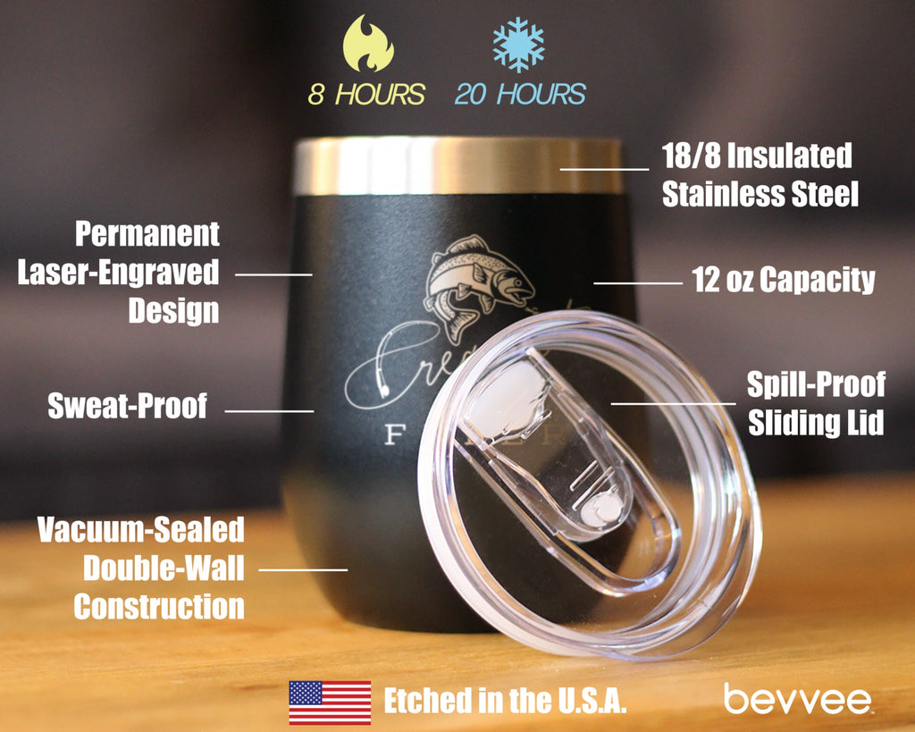 Frequent Flyer Insulated Wine Tumbler with Sliding Lid Fly Fishing Accessories and Gifts 12oz Stainless Steel Tumbler