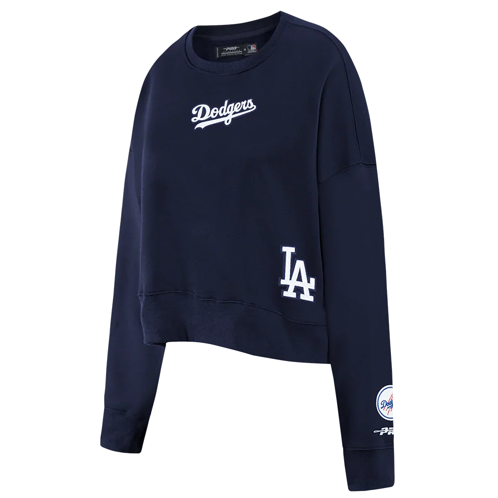 Pro Standard Womens LA Dodgers Cropped Wingspan Crewneck - Midnight Navy