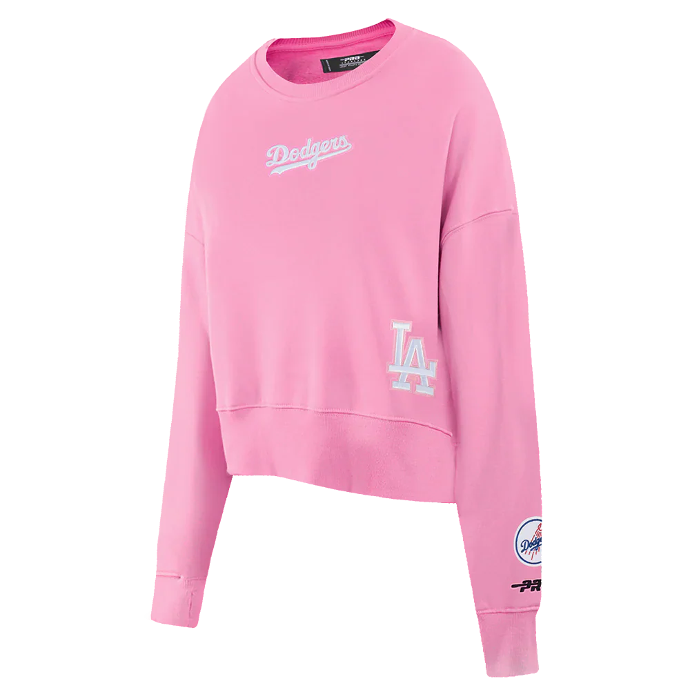 Pro Standard Womens LA Dodgers Cropped Wingspan Crewneck - Pink