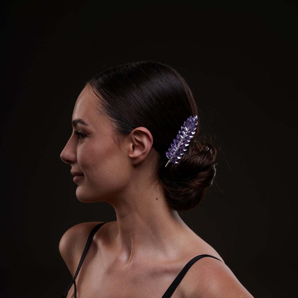 Elegant Lavander Crystal 2-Piece Hair Comb Set