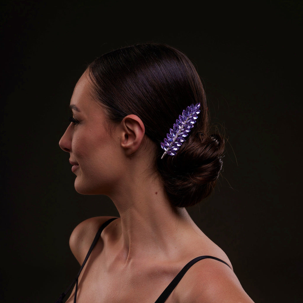 Elegant Lavander Crystal 2-Piece Hair Comb Set