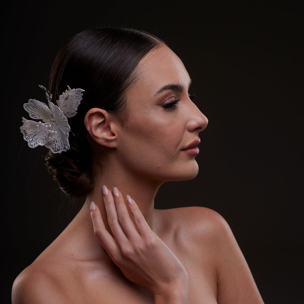 Bridal Flower & Leaf Side Comb