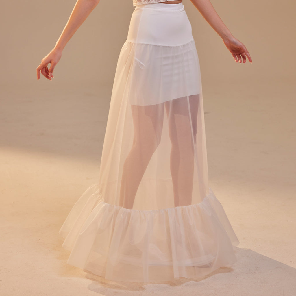 Mermaid Petticoat Skirt  with  Waist Corsage  , Bridal Crinoline Slip