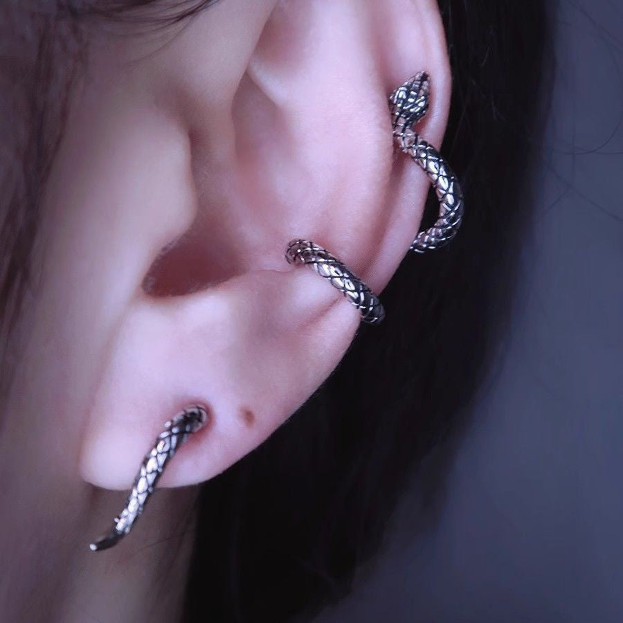 Women's Life Snake Retro Snake-shaped Sier Personalized Ear Clip