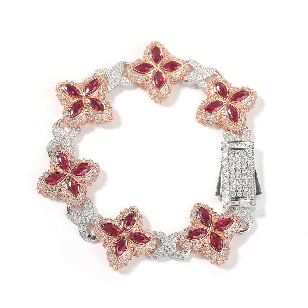 Hip-hop zircon colored infinite four-leaf clover necklace