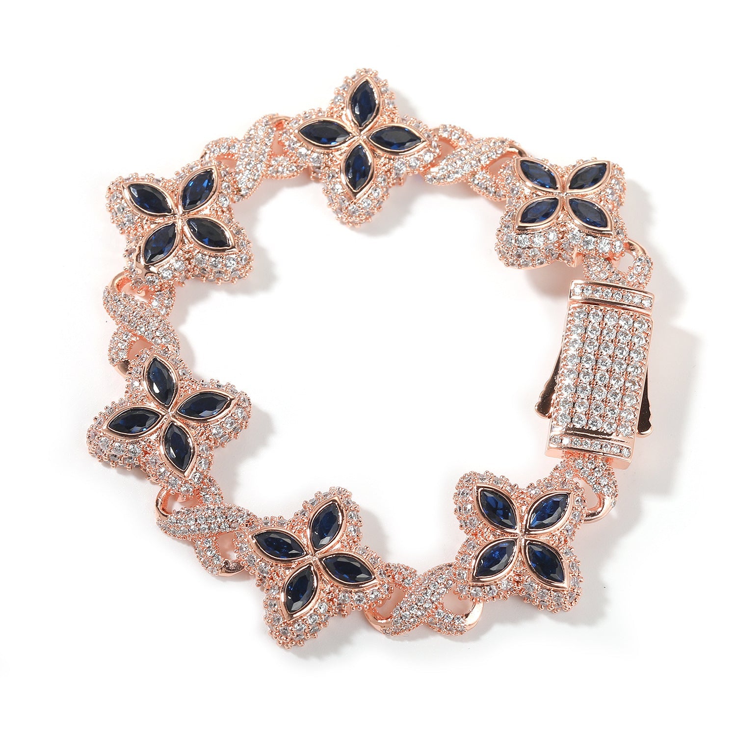 Hip-hop zircon colored infinite four-leaf clover necklace