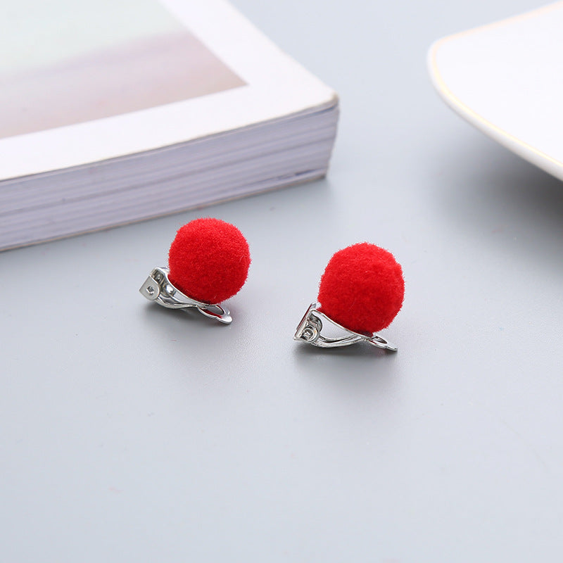 Pair Candy Color Korean Cute Wool Ball Ear Clip