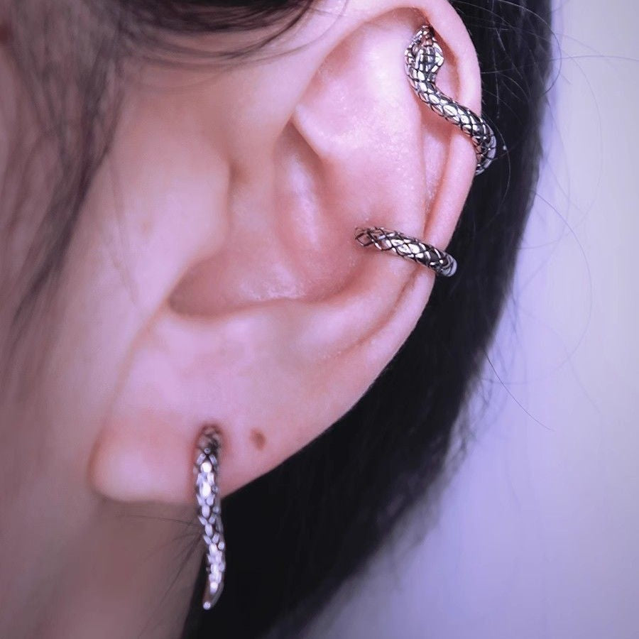 Women's Life Snake Retro Snake-shaped Sier Personalized Ear Clip