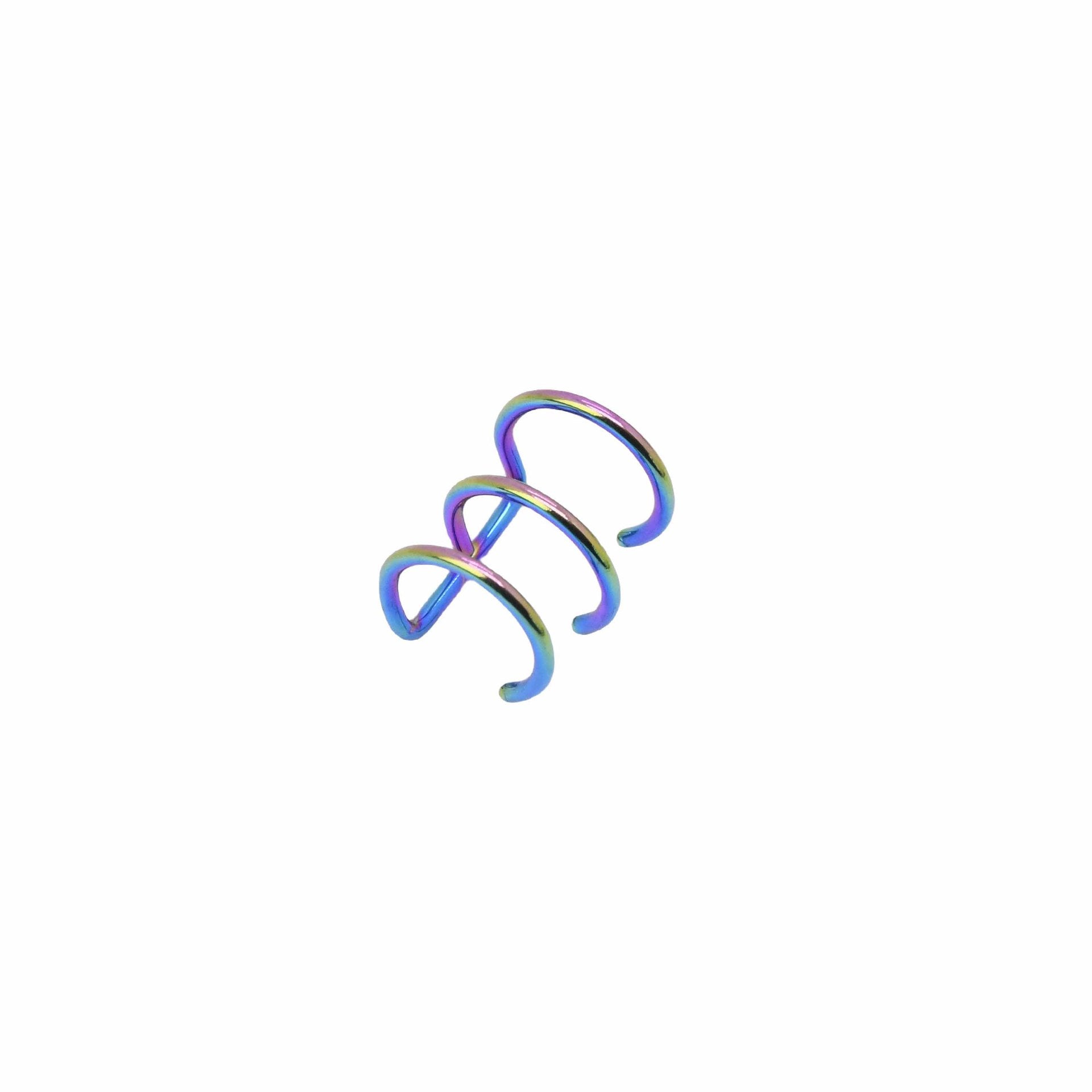 Stainless Steel Three-ring Unisex Electroplated Body Piercing Ear Clip
