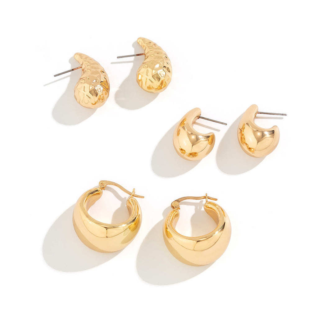 Glossy Surface Water Drop Beanie Personality Geometry Simple Earrings