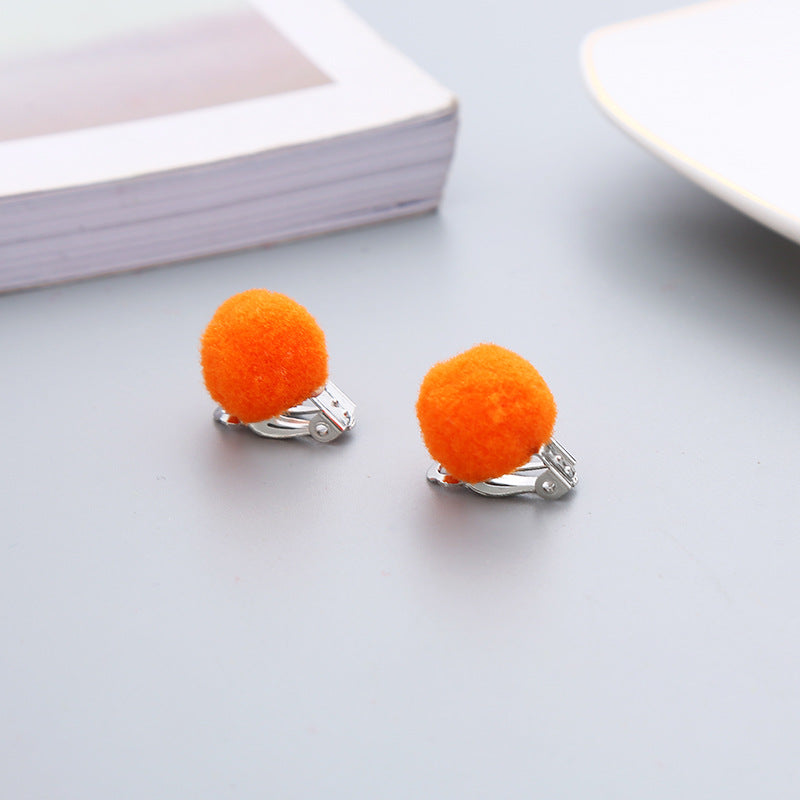 Pair Candy Color Korean Cute Wool Ball Ear Clip