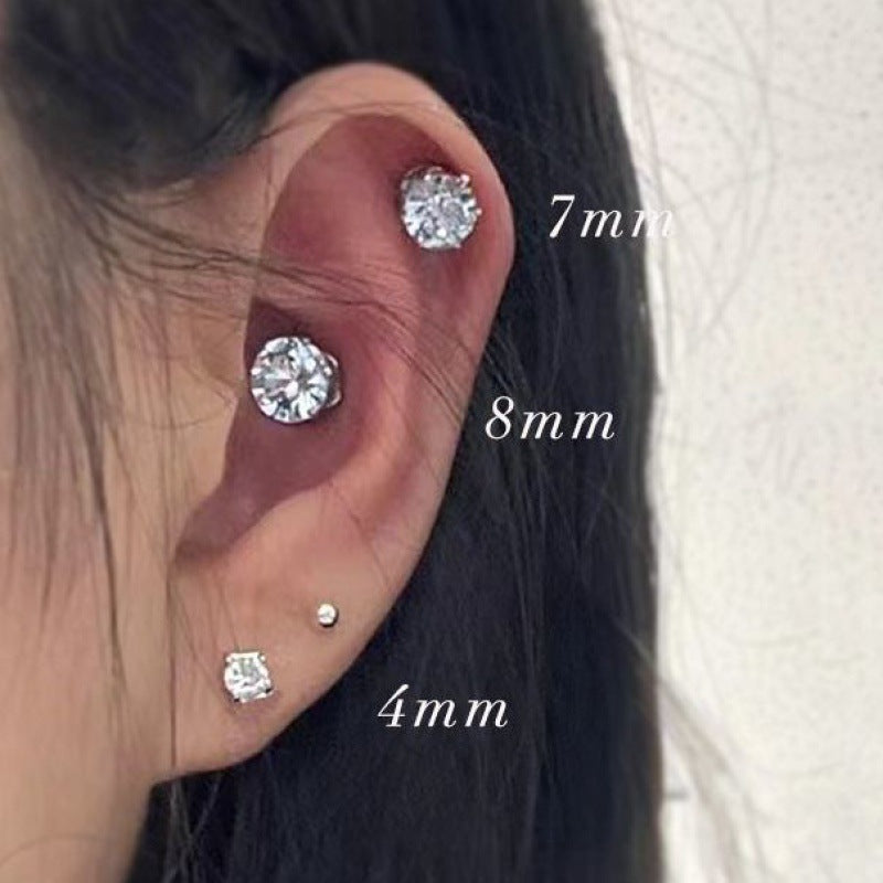 Pierced Rhinestone Female Magnetic Magnet Zircon Rings