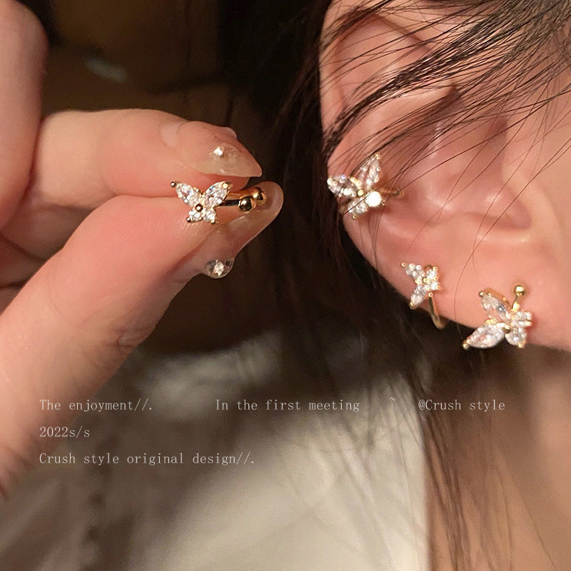 Refined Zircon Butterfly Female Light Luxury Ear Clip