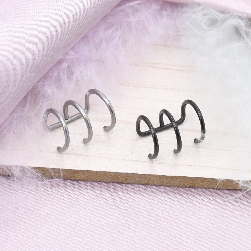 Stainless Steel Three-ring Unisex Electroplated Body Piercing Ear Clip