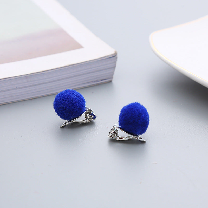 Pair Candy Color Korean Cute Wool Ball Ear Clip